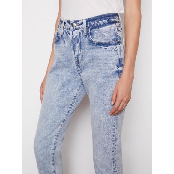 🆕 FRAME Le Original High Rise Straight Leg Button Fly Jeans Richlake Blue Sz 24 - Picture 6 of 15